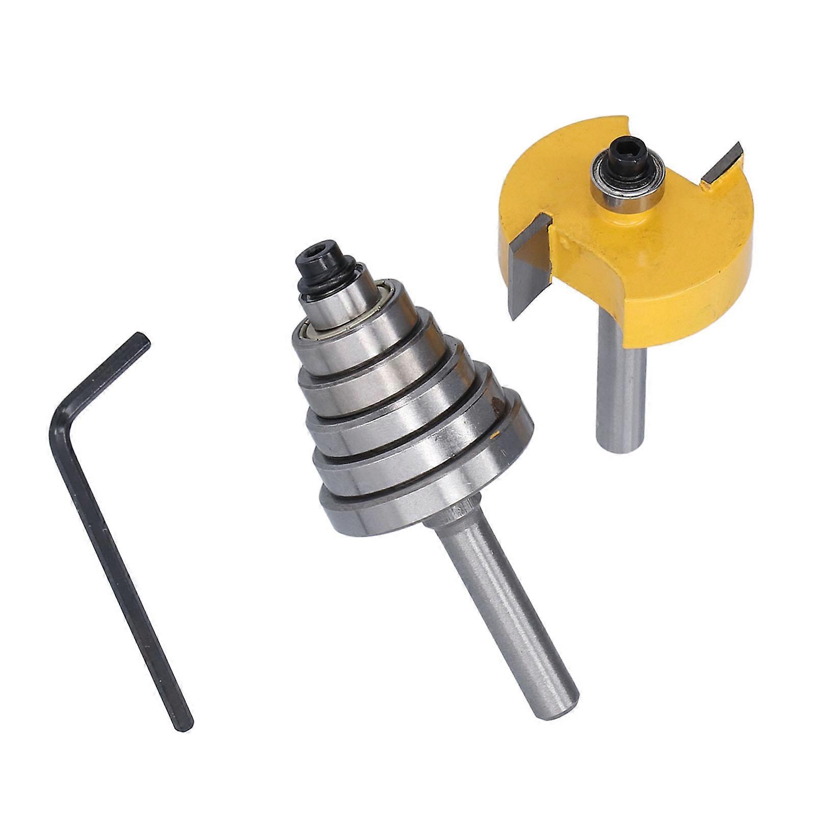 Rabbet Router Bit Set 1/4in Shank, 1-3/8in Cutter, 6 Bearings