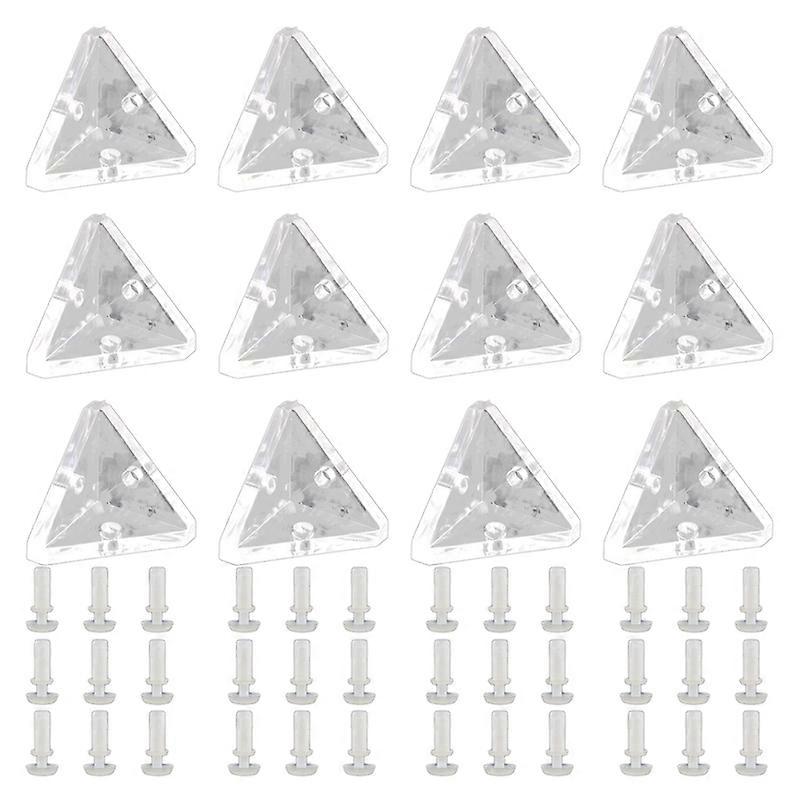 12Pcs Acrylic Corner Brackets with Semitransparent Screws Clear
