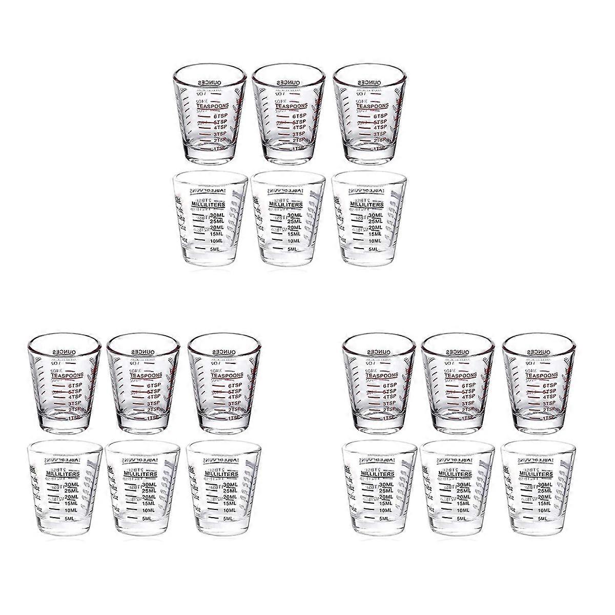6Pcs Measuring Cup Espresso Glass Measurement 1Oz,6 ,2 Tbs,30Ml