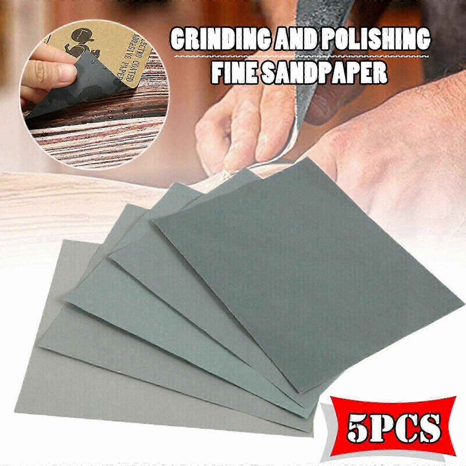 Assorted Sandpaper Sheets for Woodworking Projects, 5-Pack Mixed Grit Set