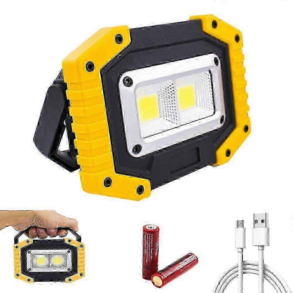 Rechargeable LED Searchlight for Construction Site - 30 W Battery Powered Safety Light with 3 Camping Modes Waterproof COB Reflector with US
