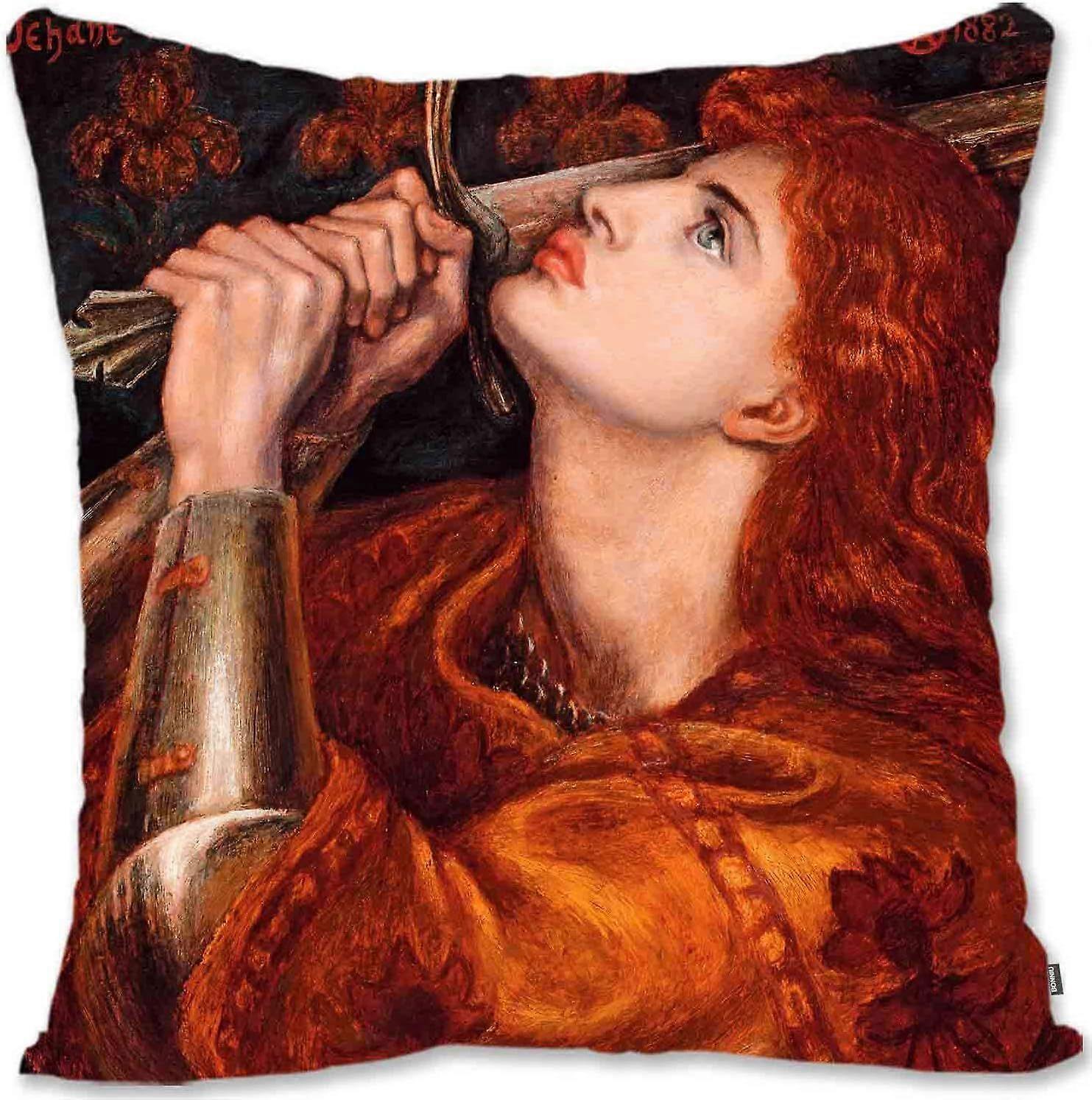 h89装飾スロー枕カバープレラファエル派の女性の肖像画アート - Millais - イザベラHeugh JE -ジャンヌダルクDG(A1-657)lm89