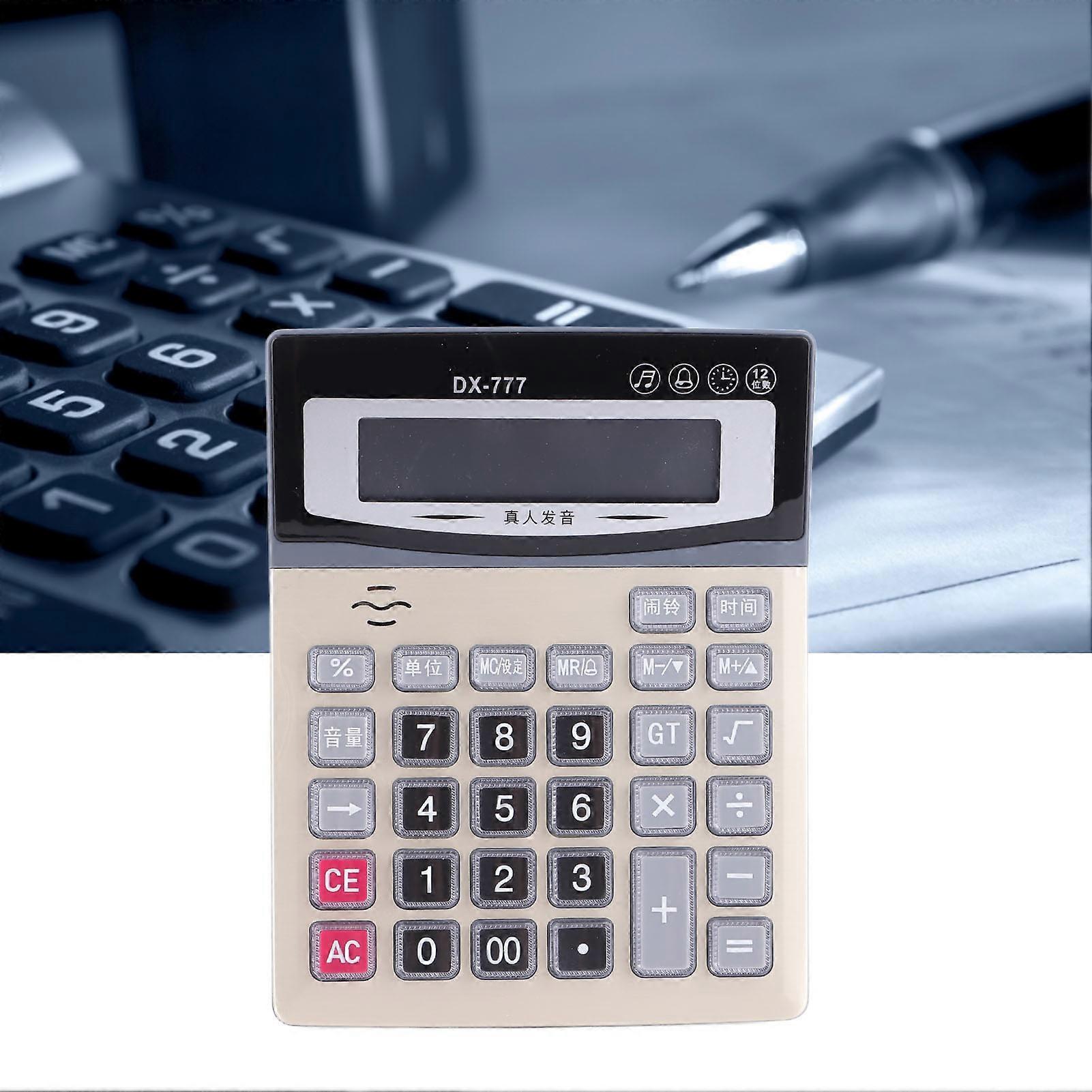 Desk Calculator 12 Digit Clear Large Display Big Buttons Voice Reading Office Calculator for School Business Family 