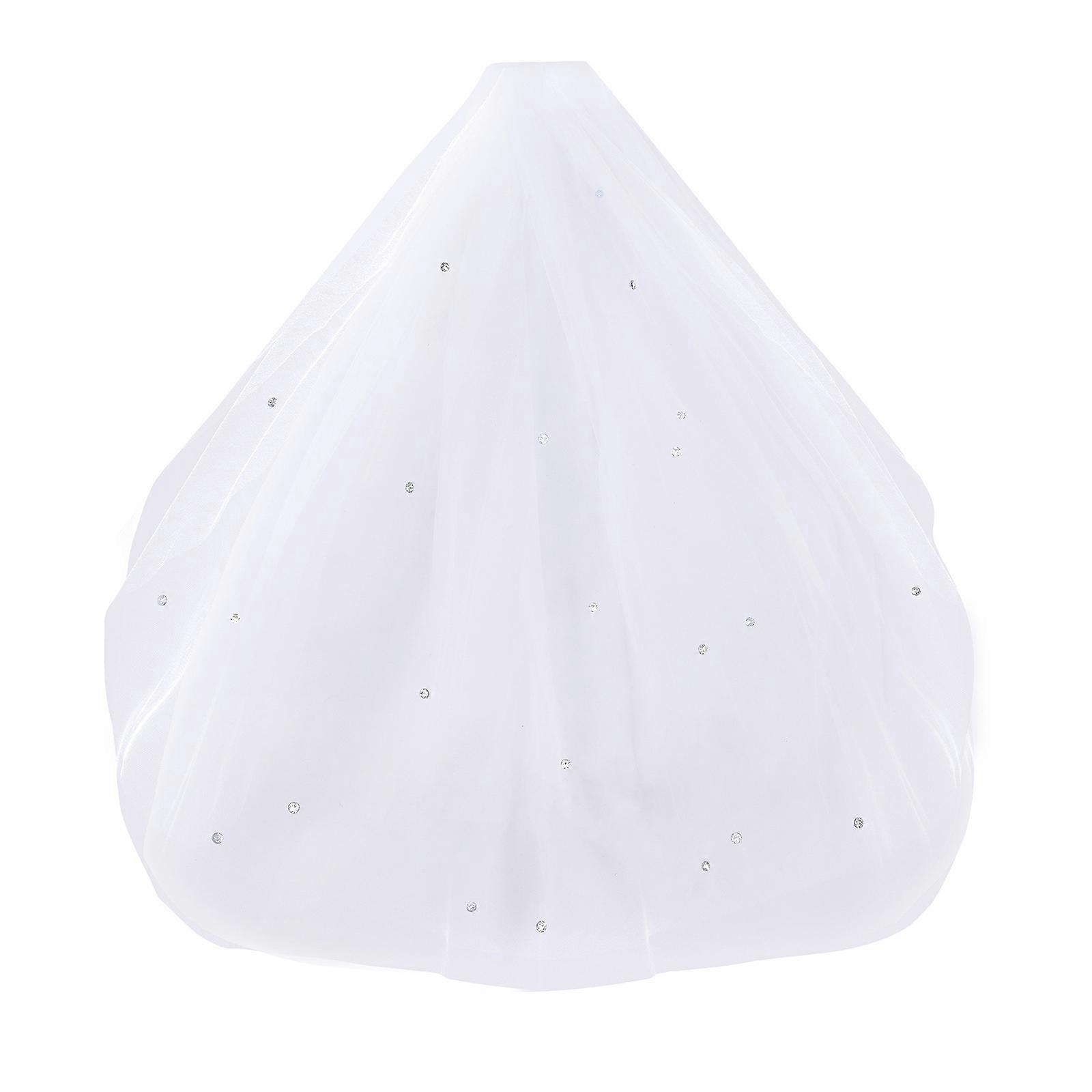 Two Layer Crystal Veil With Breathable Fabric Secure Fit Design Rhinestones Bridal Hair Accessory For Wedding Reception Multicolor