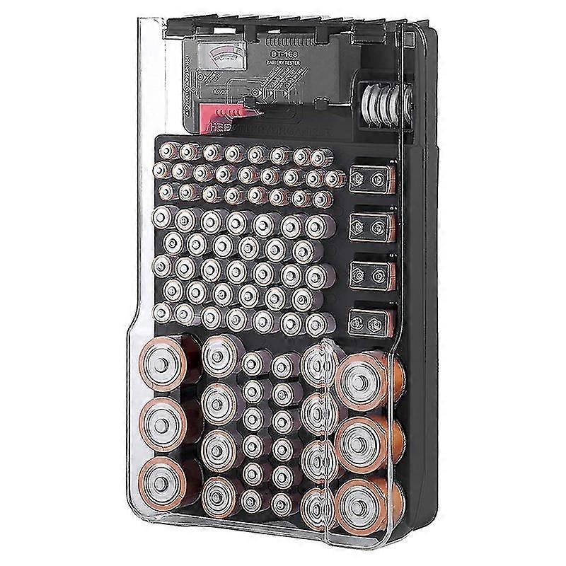 The Battery Storage Case,organizer With Hinged Clear Cover, With Battery Tester, Holds 93 Batteries