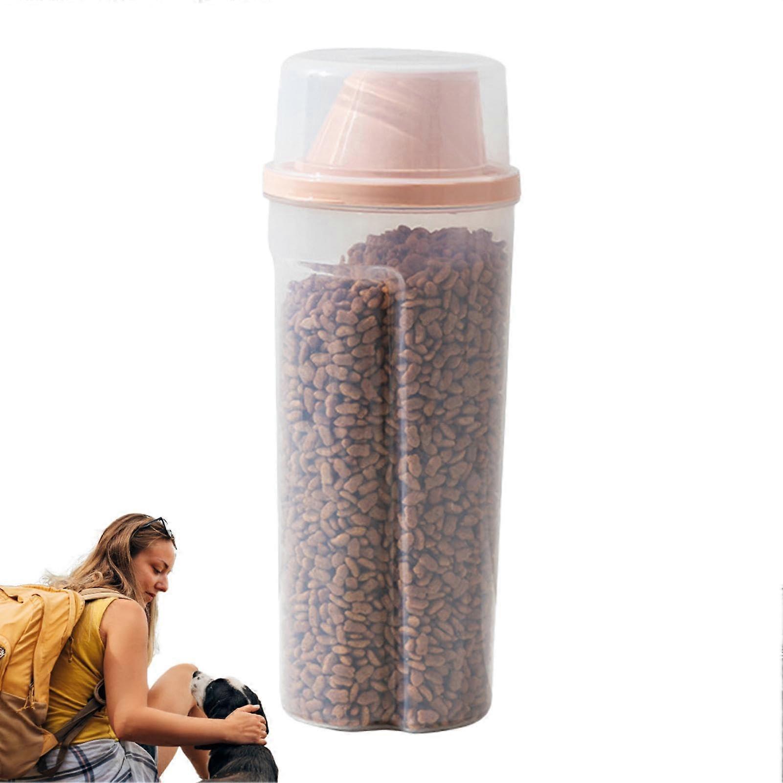 Cat Food Storage Container 1500ml Capacity Airtight Dry Food Storage Easy Pour Funnel Scale Design Kitchen Bin For Red Beans Sugar Rice