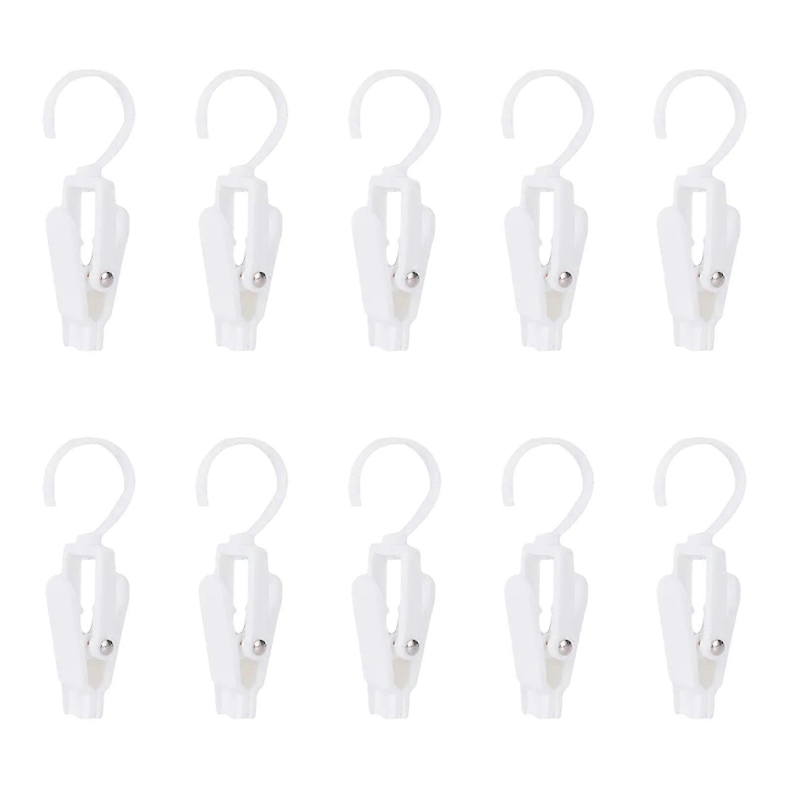 ScrewIn Hooks 10Piece Set Multifunctional Plastic Clip 360Degree Rotating Coat Hat Curtain Hooks White One Size
