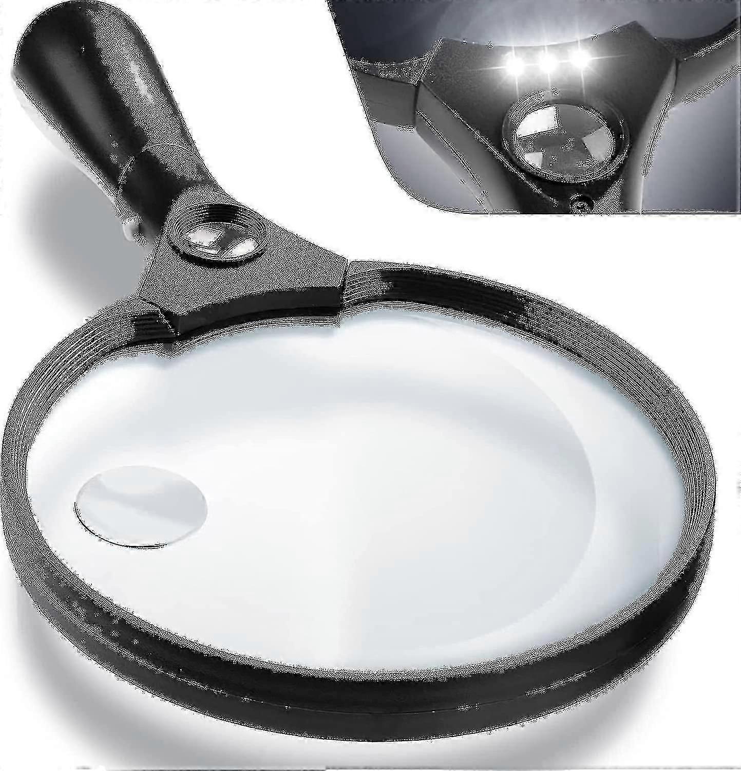 Extra Large Led Handheld Magnifying Glass With Light - 2x 4x 25x Lens Zoom Lightweight Shatterproof Magnifiers - J