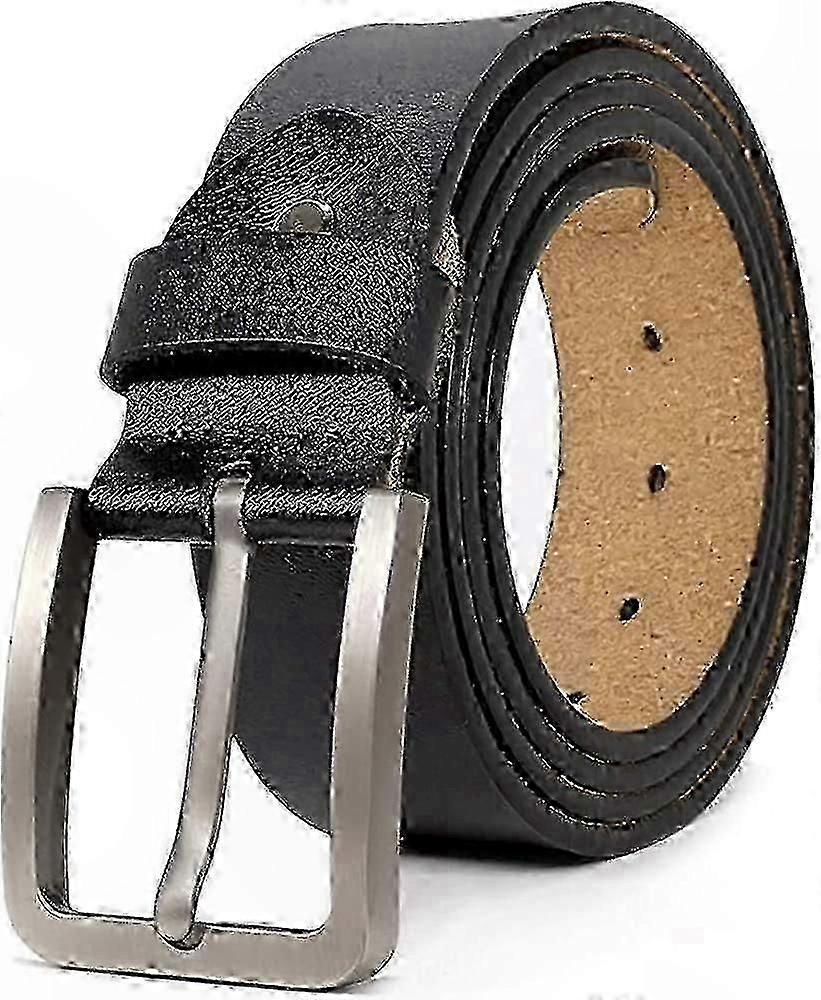 Men's Adjustable Leather Belt with Pin Buckle for Plus Sizes