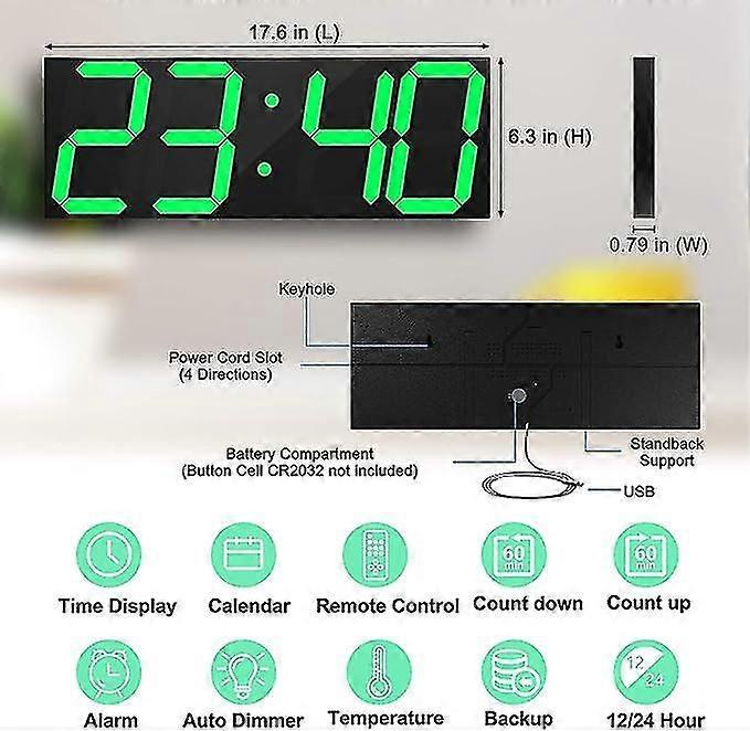 Digitale LED-Wanduhr, Oversize-Wanduhr mit Zahlen, Fernbedienung Count up / Countdown