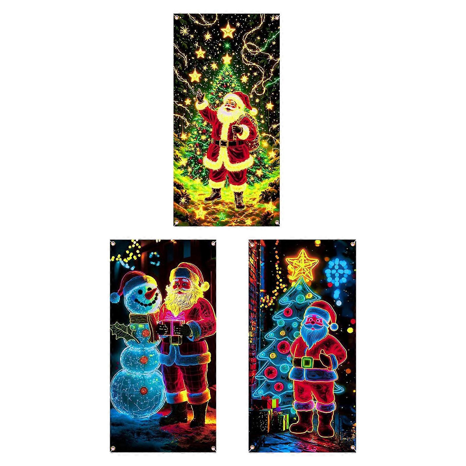 Glowing Christmas Door Decoration Quick Installation Fabric Hanging For Parties Event Year Round Use Multicolor