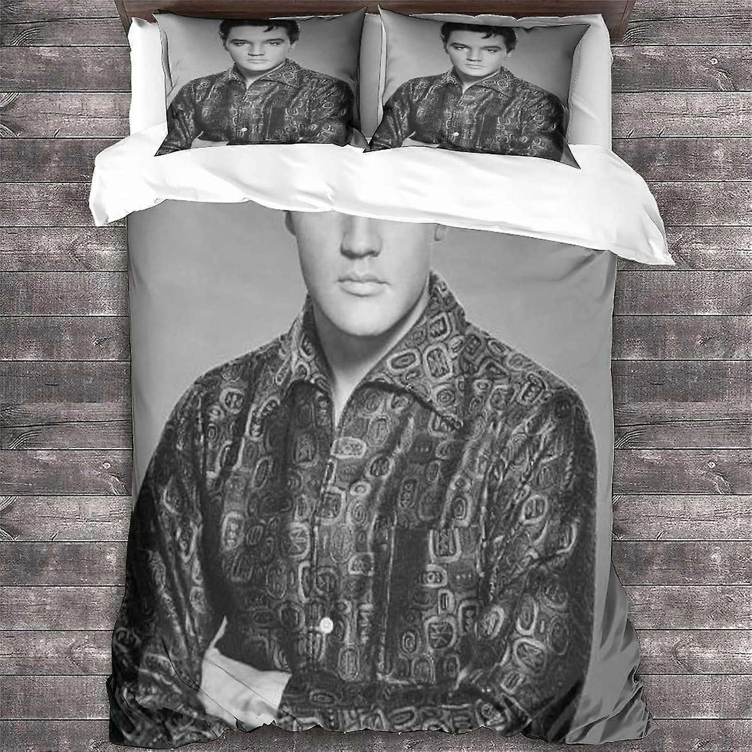 Elvis Presley Edredom Capa Set 3D Rock 'n' Roll Padrão Printe Roupa de Cama Cantor Colcha Edredom Cover Set, Microfibra Macia Dupla