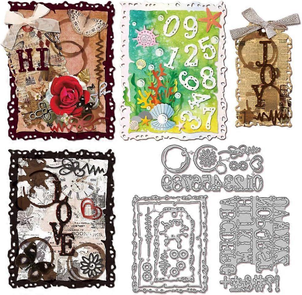 Irregular Background Cutting Dies for DIY Scrapbooking Metal Broken Letters Numbers Background Cut Dies Stains Bookmarks Die Cuts for Card Making Embo