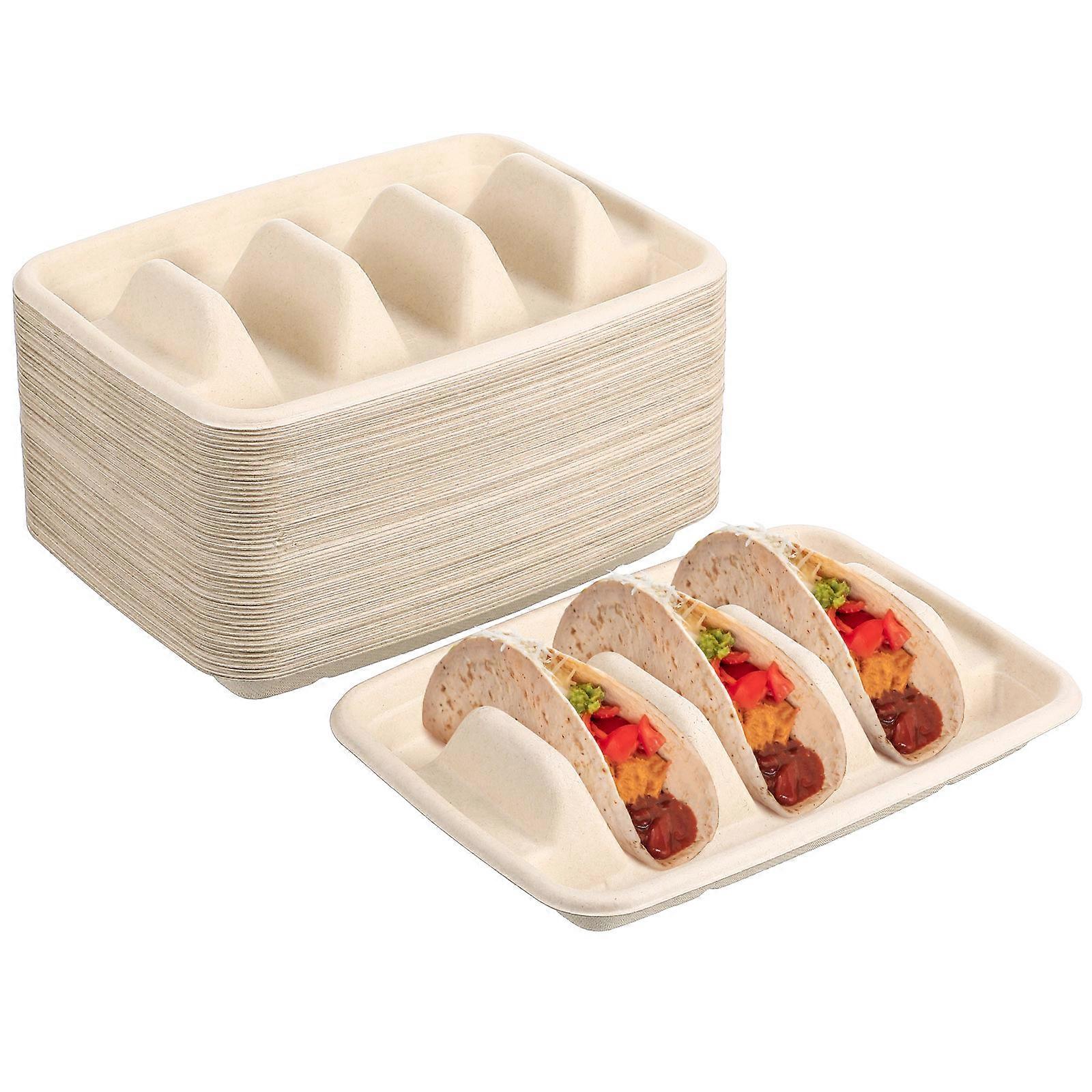 Taco Holder Divided Taco for Kitchen Use 50Pcs Beige