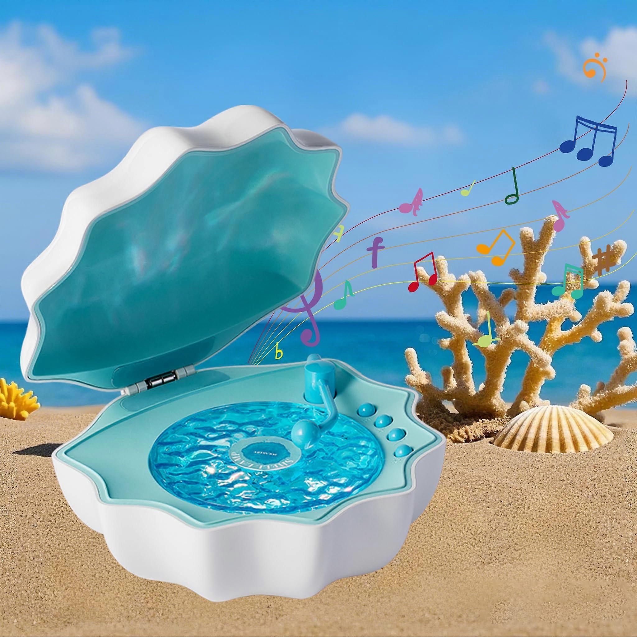 Ocean Wave Projector Lamp with Bluetooth Speaker, Northern Lights 7Color LED Shell Night Light Blue