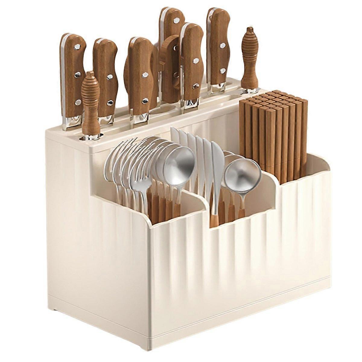 Wall Mounted Kitchen Utensil Storage Rack Creamy-White