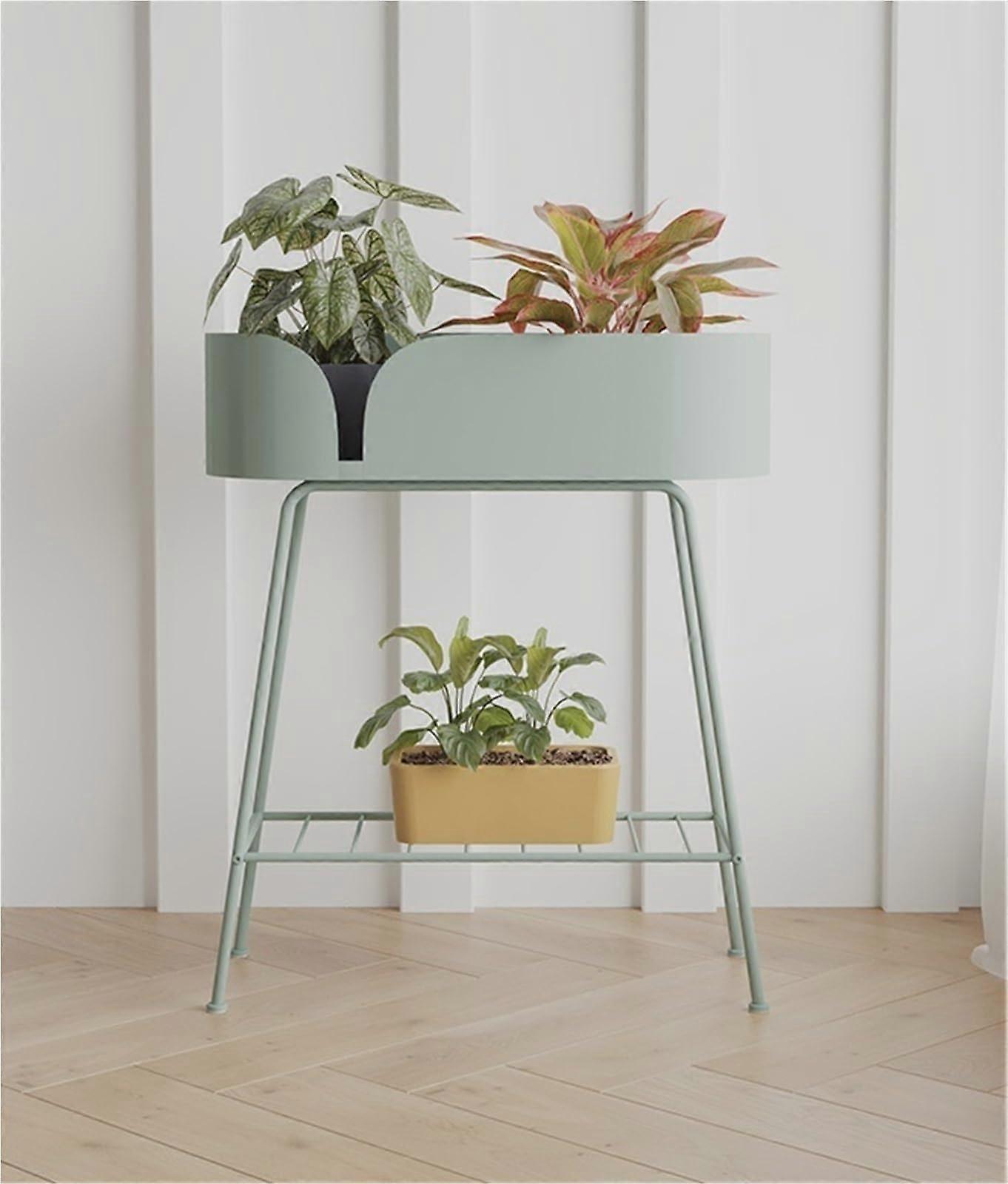 Plant Stand Corner SpaceSaving Double Layer Metal Flower Pot Rack Indoor Outdoor Shelf