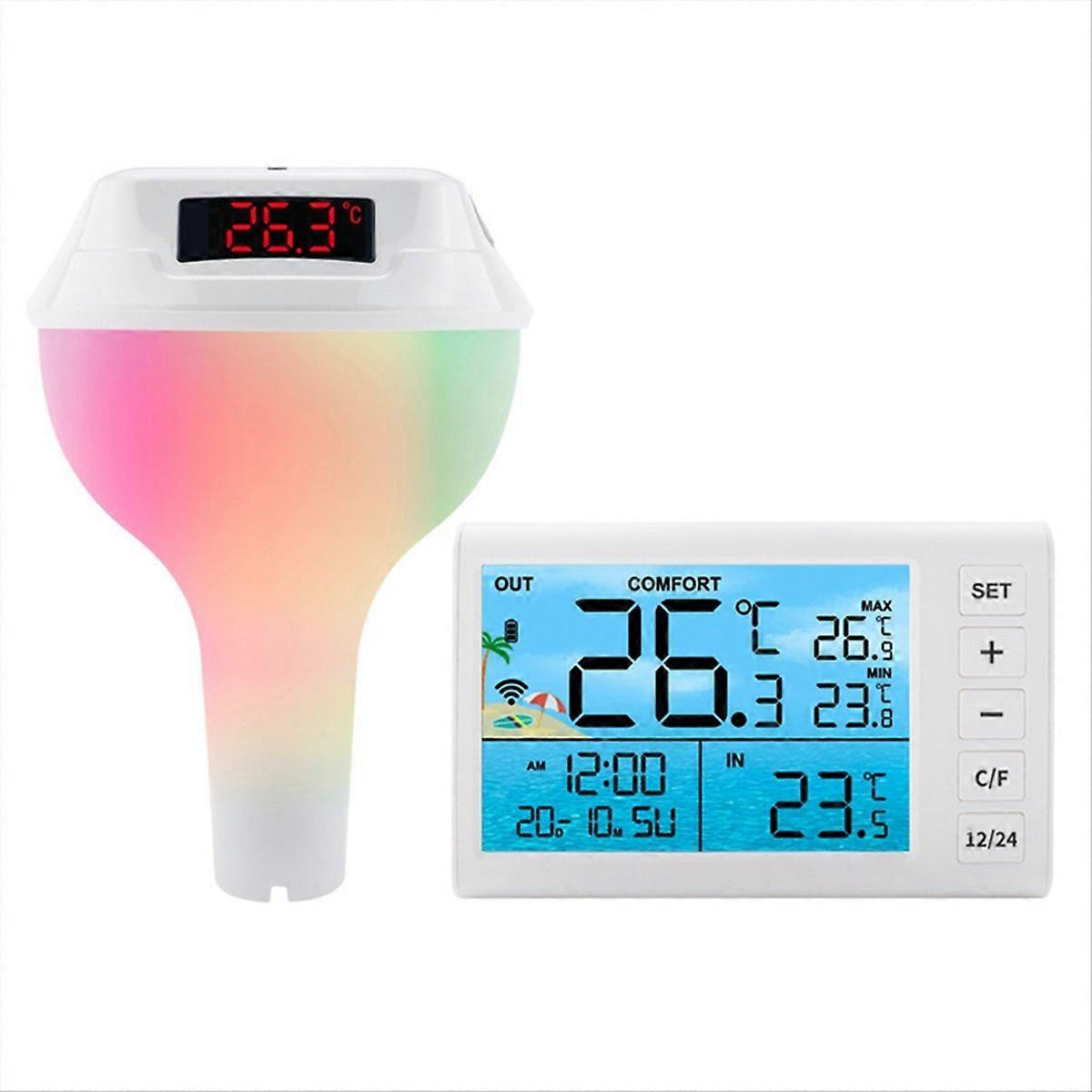 Wireless Floating Pool Thermometer Solar Pool Thermometer Pool LED Digital Water Thermometer with RG