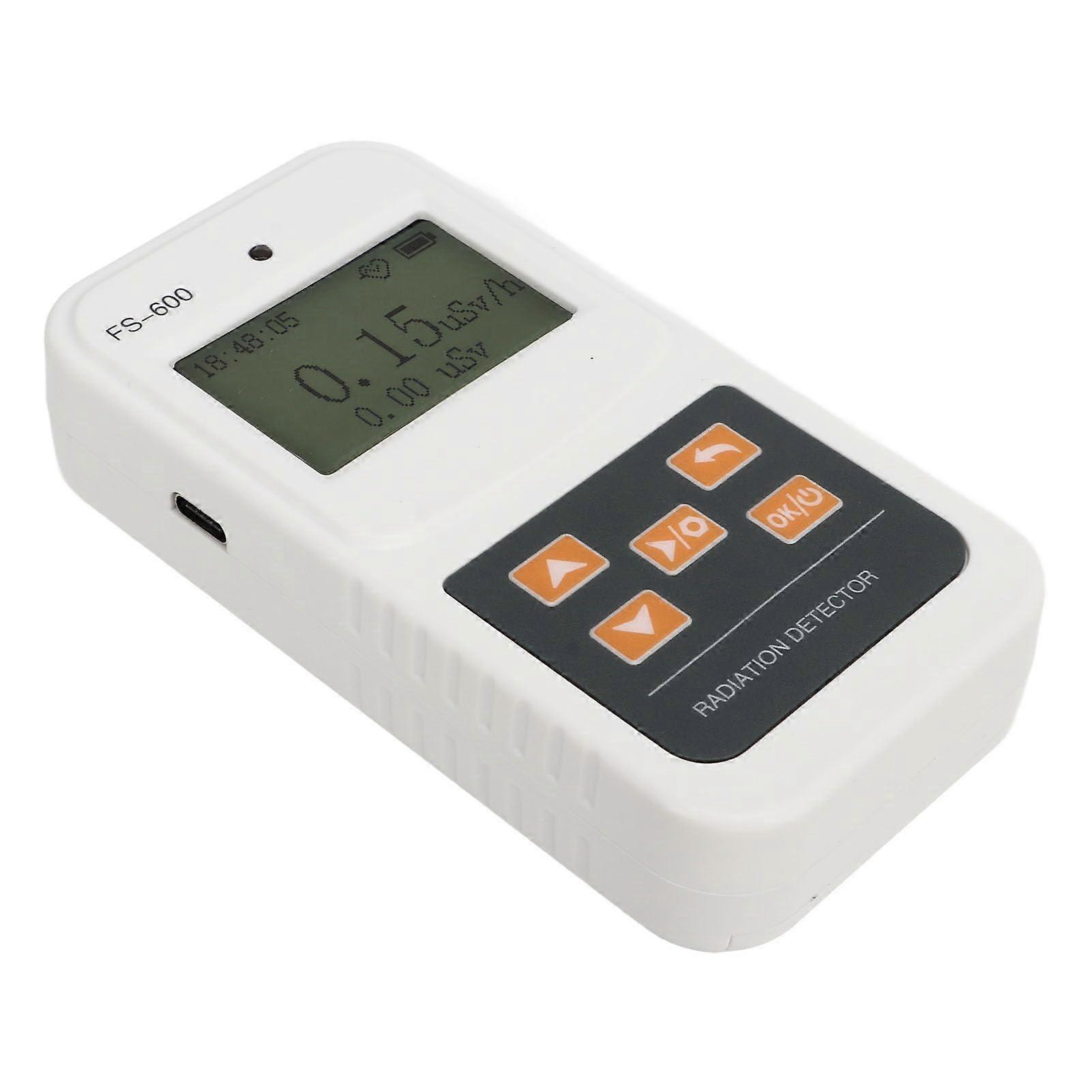 Geiger Counter Radiation Detector with Accurate Detection and Smart Dose Alarm Portable Black White