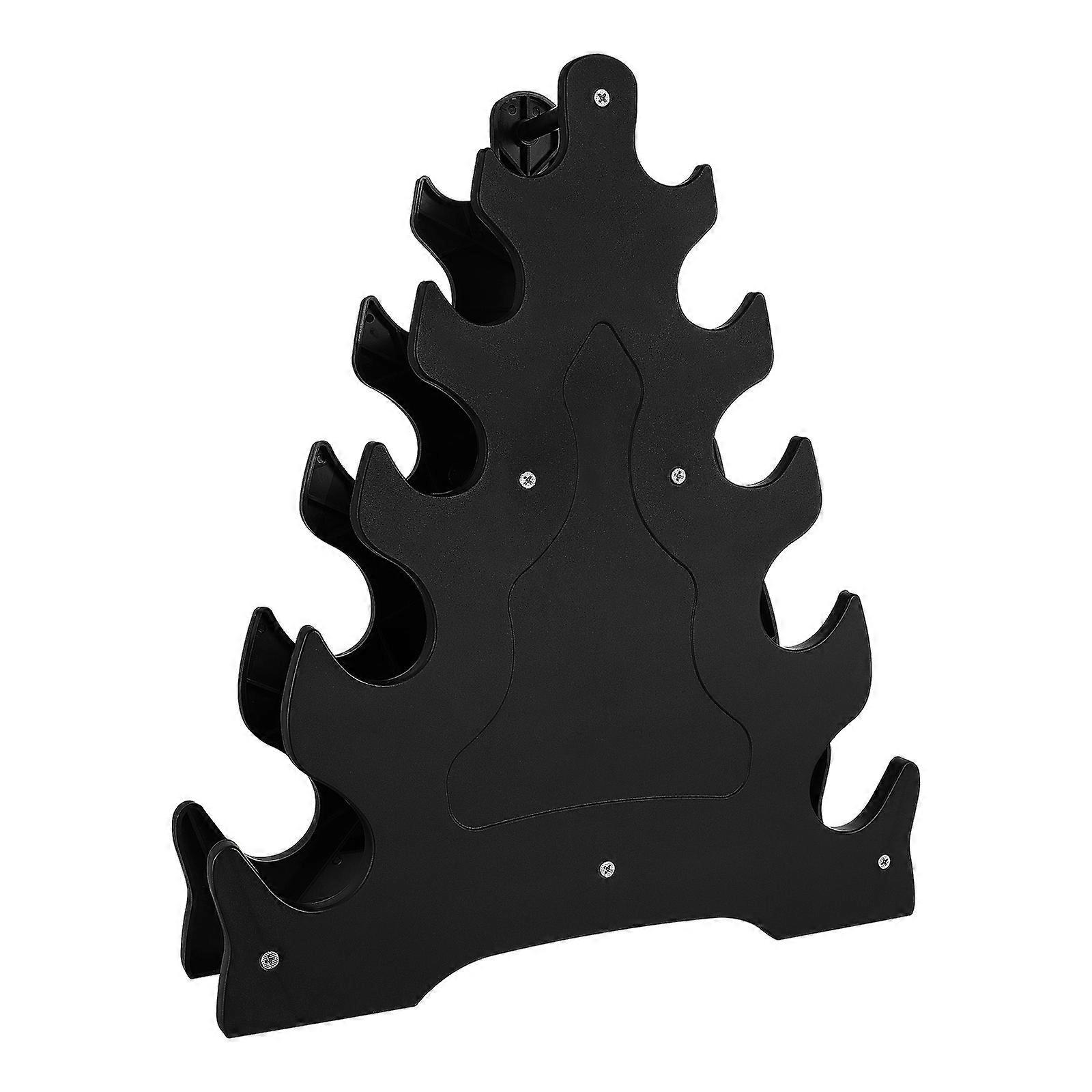 Black Dumbbell Storage Rack 5 Tier PP Material Unique Tree Leaf Design for Dumbbell Organization