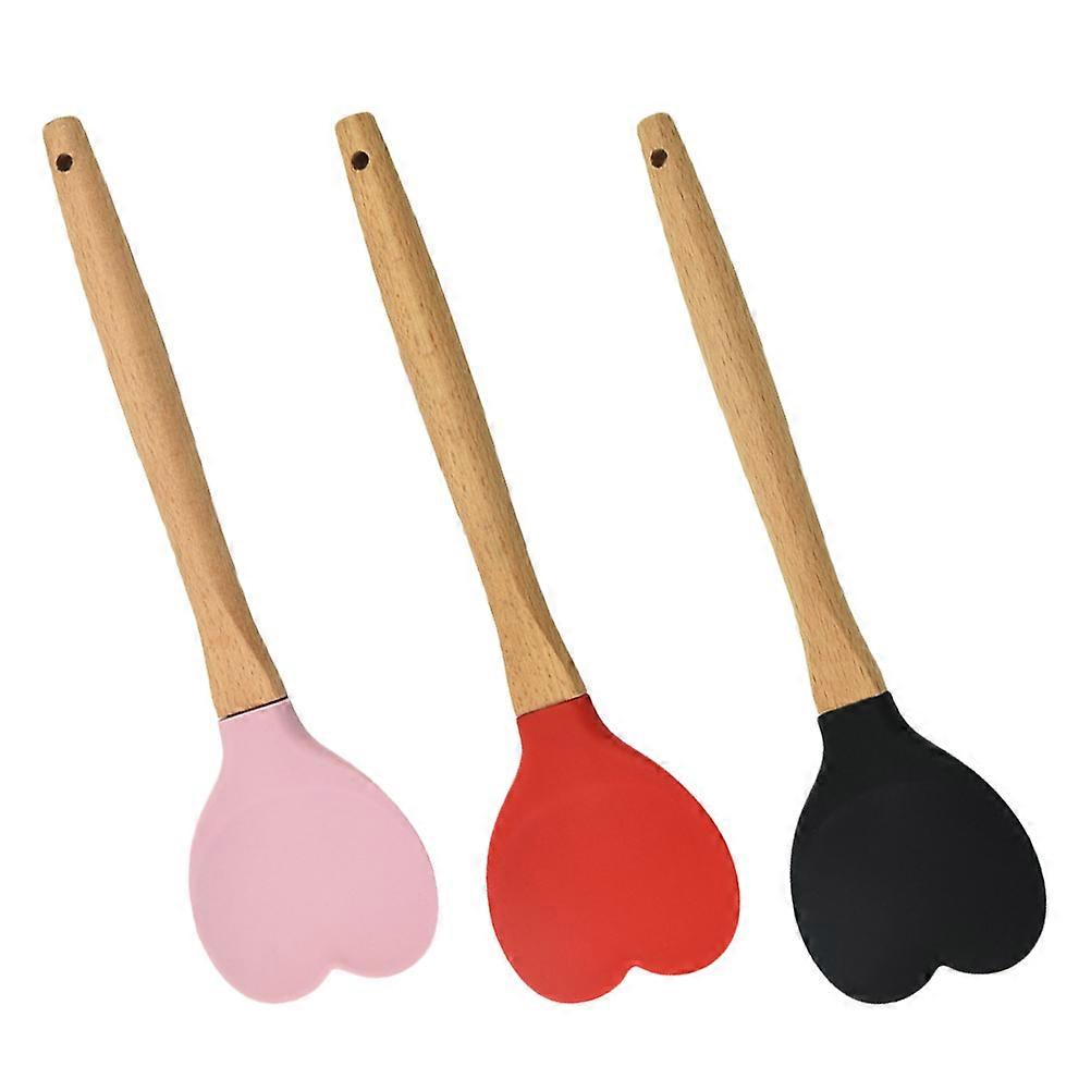 Heart Shaped Silicone Cooking Spatula for Baking Kitchen Use 3Pcs Set