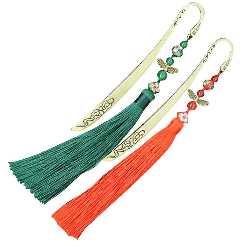 Copper Bookmark with Long Tassel for Decoration 2Pcs Set