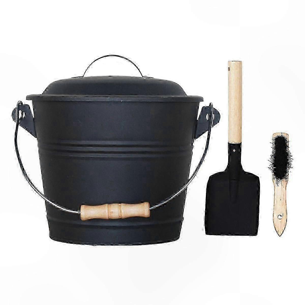 Small Ash Container for Fireplace, Wood Pellet Bucket with Lid, Durable Fireplace Tool Accessory