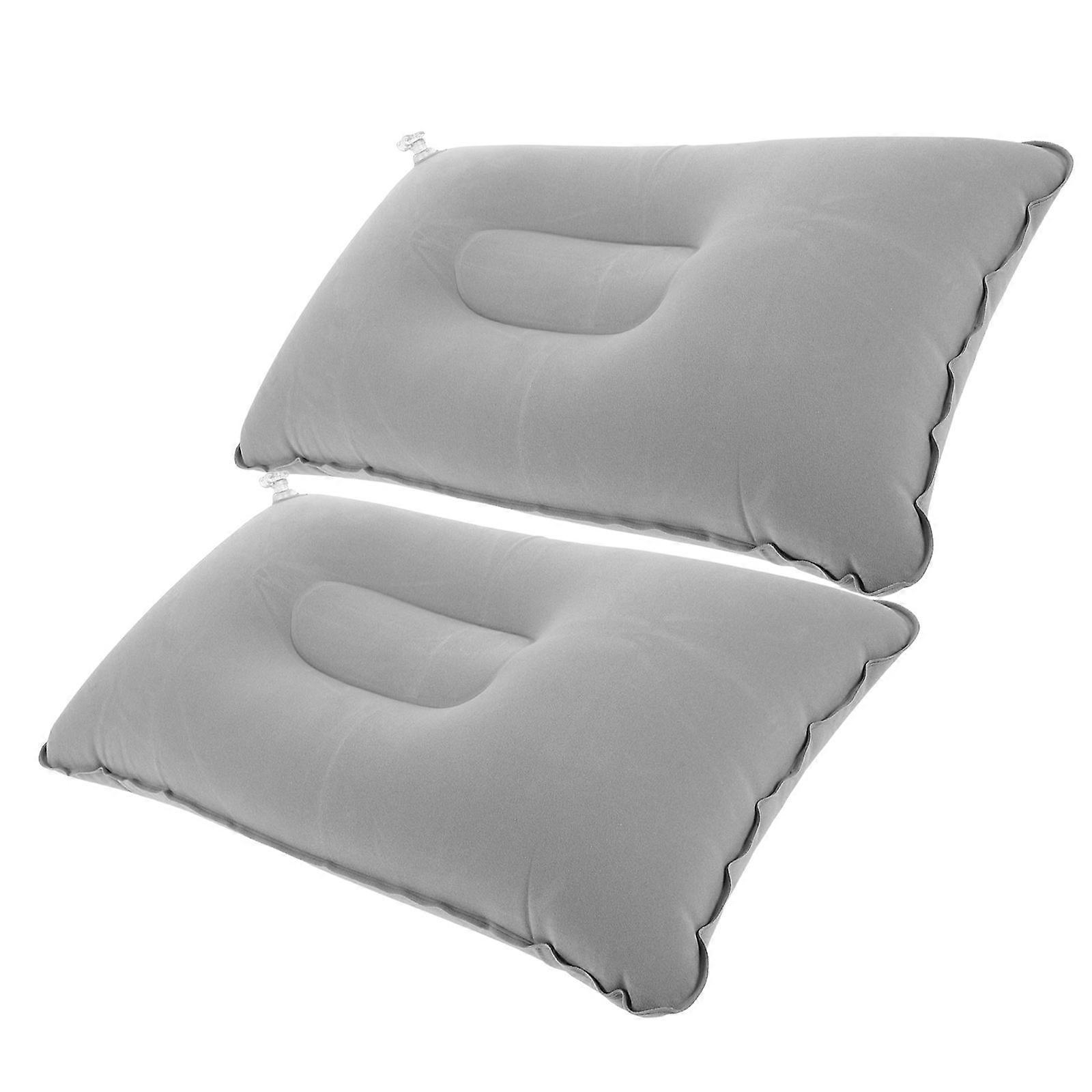 Comfortable Inflatable Camp Pillow for Camping with PVC Material Grey Color Large and Thick Design 2 Pieces