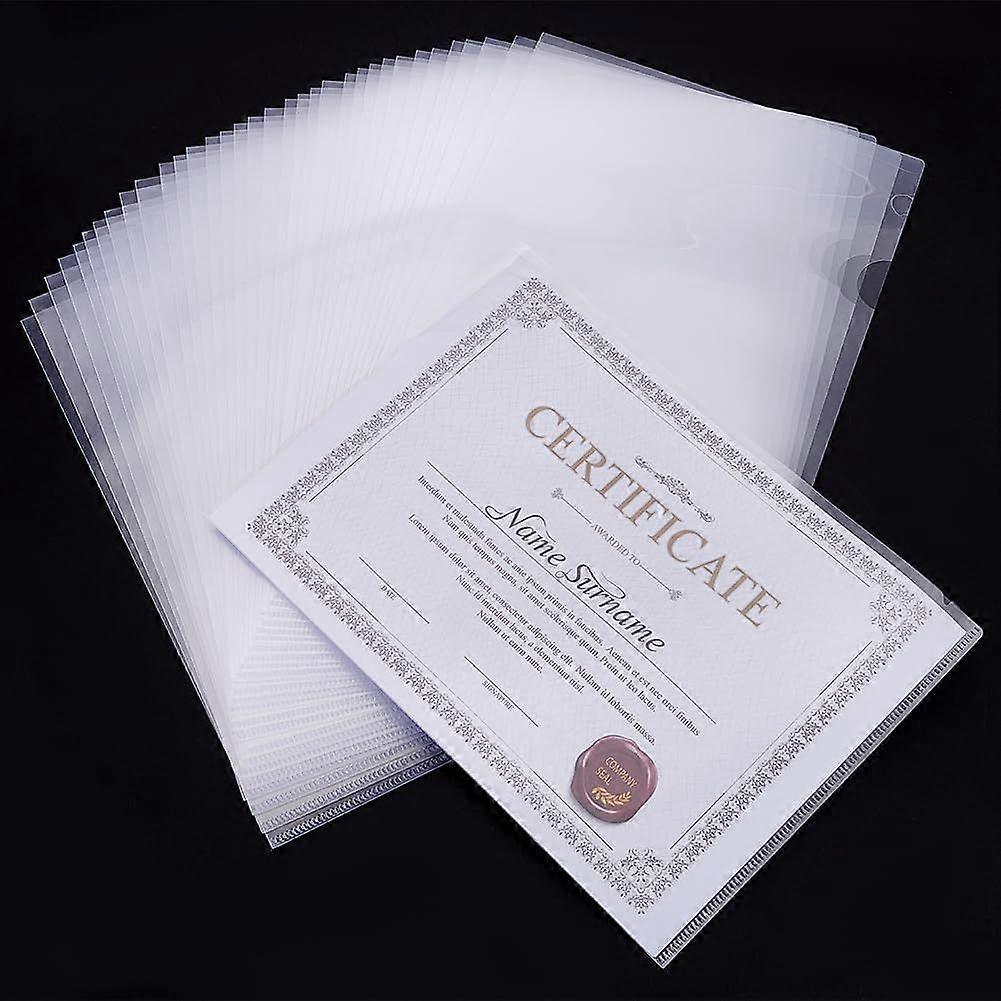 50 Pcs Clear L-Type Plastic Folder 12x8.5inch Copy Safe Project Pocket File Project Pockets Paper Document Jacket Sleeve Clear File Folder Plastic Sle