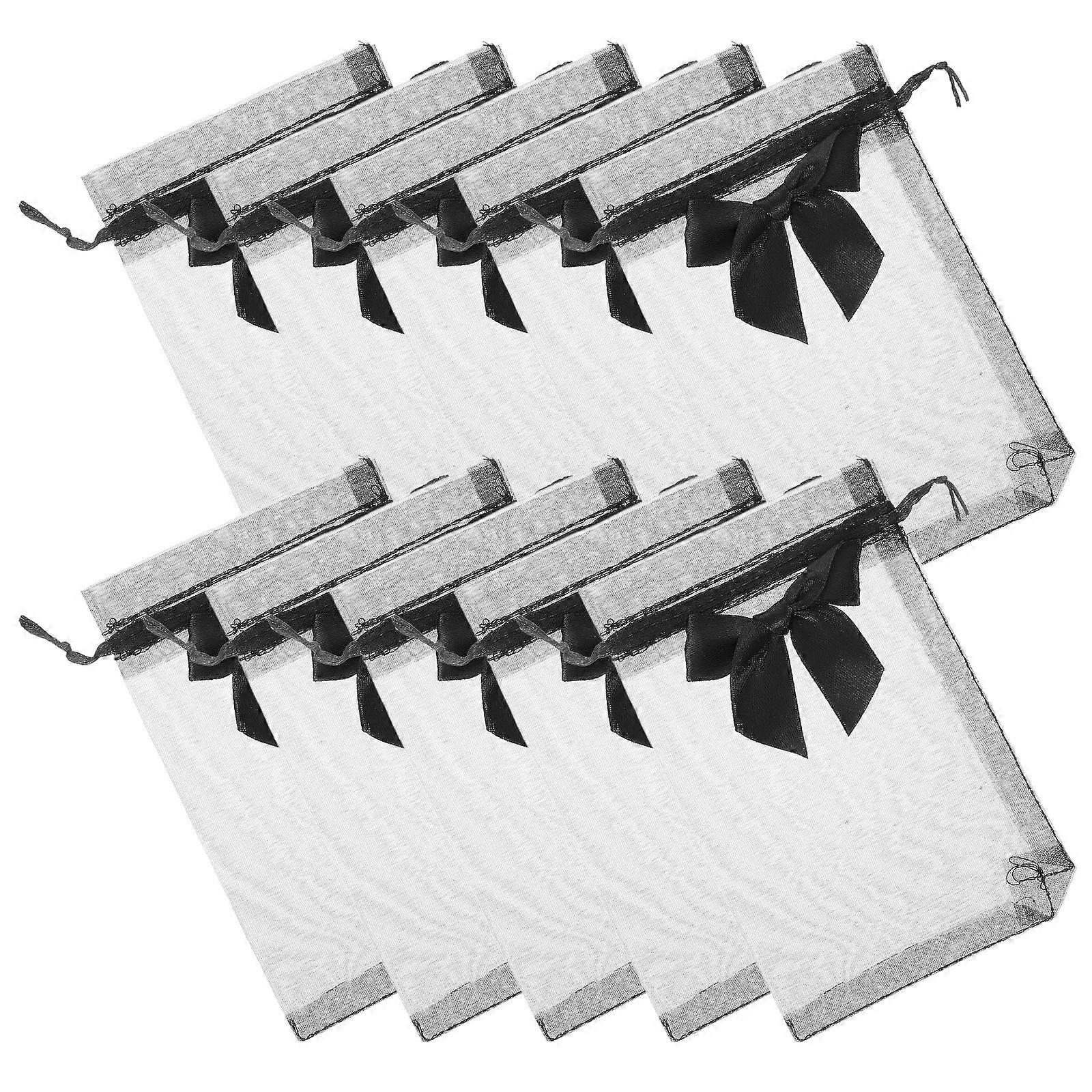 Gift Storage Bowknot Organza Drawstring Bags with 10Pcs for Delicate Storage