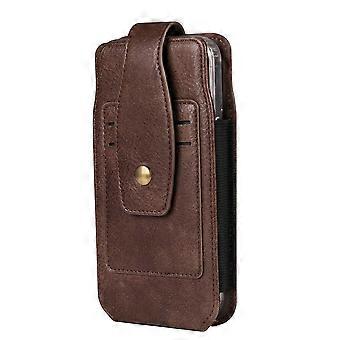 For 6.7 - 6.9 Inch Phone Pouch Vertical Card Holder PU Leather Elastic Side Bands Waist Case