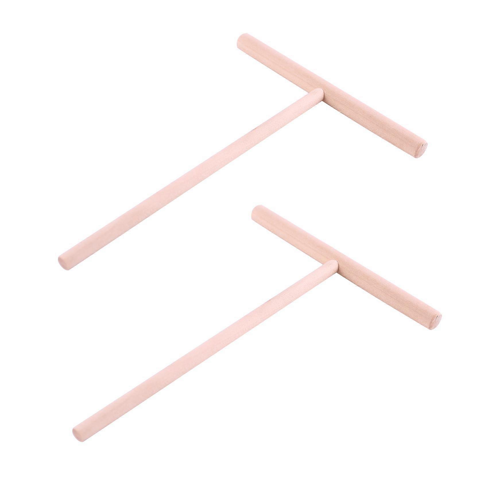 Practial T Shape Crepe Maker Pancake Batter Wooden Spreader Stick Home Kitchen Tool Kit DIY Use 2Pc