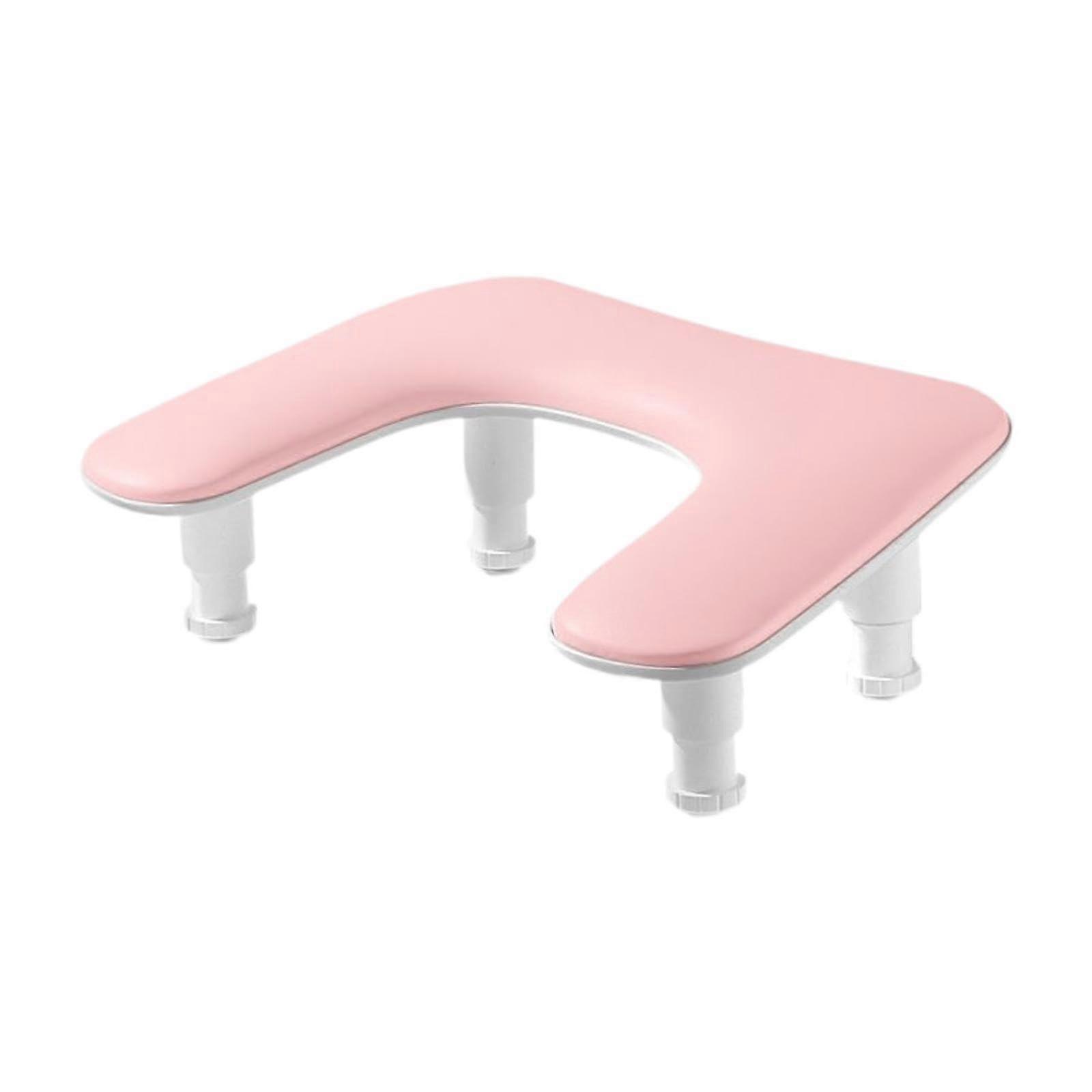 Manicure Hand Rest Cushion with Ergonomic UShape Support, PU Leather, Adjustable Height, Pink