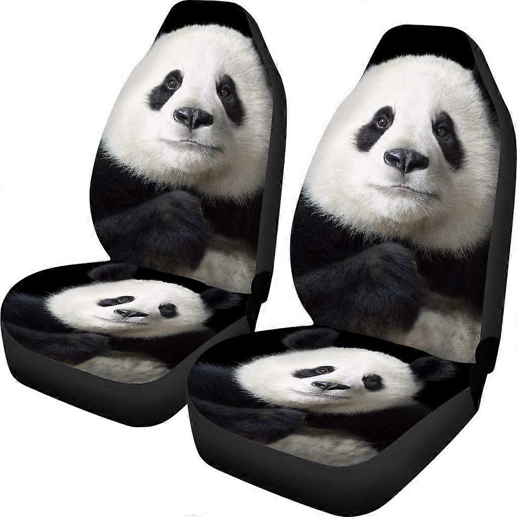 Cute Panda Car Seat Covers 2pc Universal Fit Bucket Front Protector Breathable Washable
