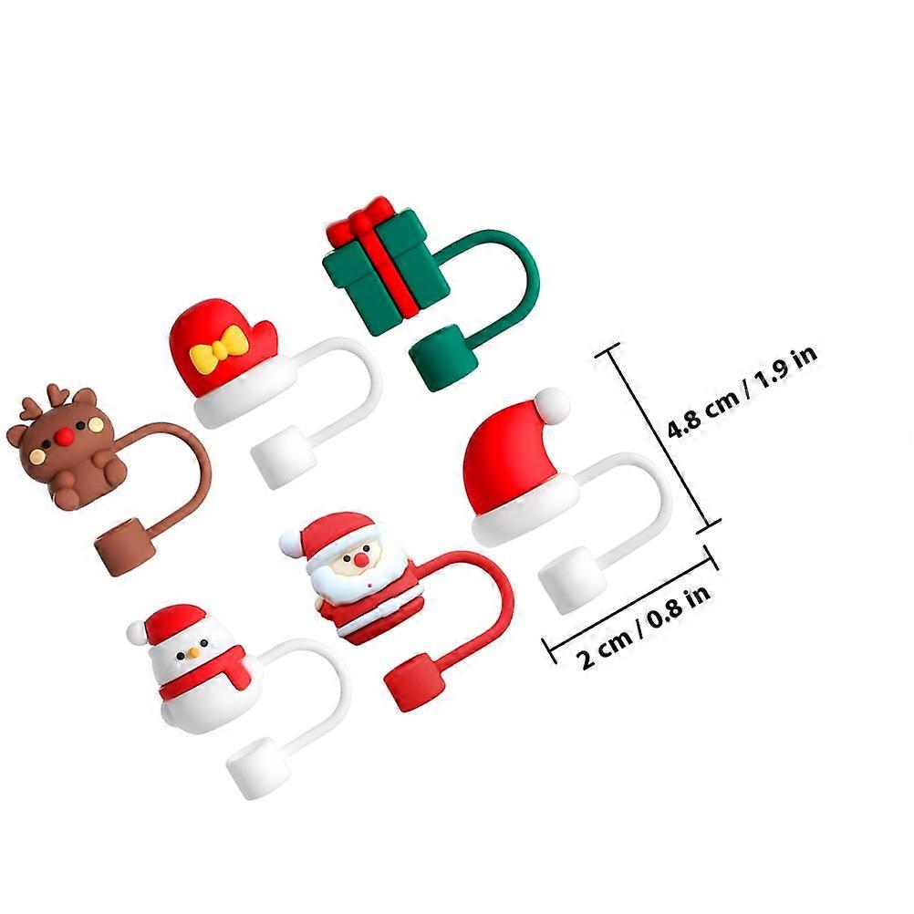 Silicone Straw Caps Straw Protector for Teapot 6Pcs Christmas Collection