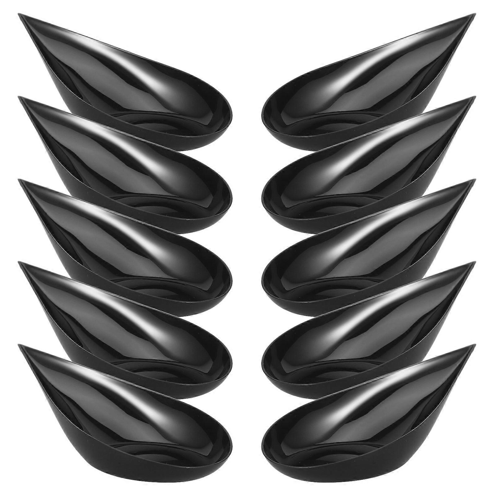 Plastic Mini Appetizer Plates for Serving 100Pcs Reusable Spoons Black