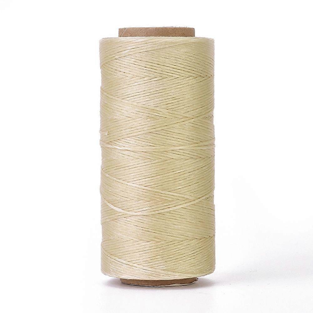 Waxed Polyester Cord Micro Macrame Cord Waxed Sewing Thread Flat Cornsilk 0.8mm about 284.33 yards(260m)/roll