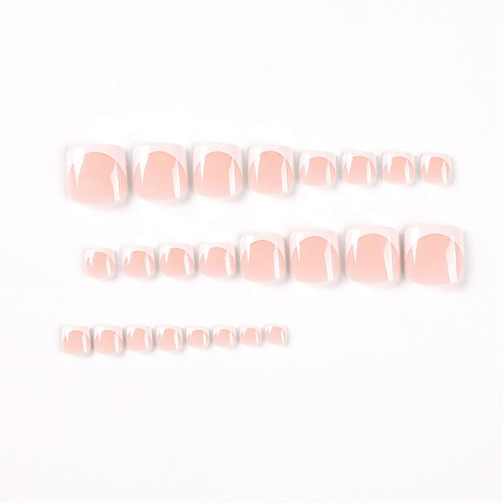 Pink Flame Press On Nails Short Ballet Style SelfAdhesive Fake Nails 24pcs Multiple Sizes
