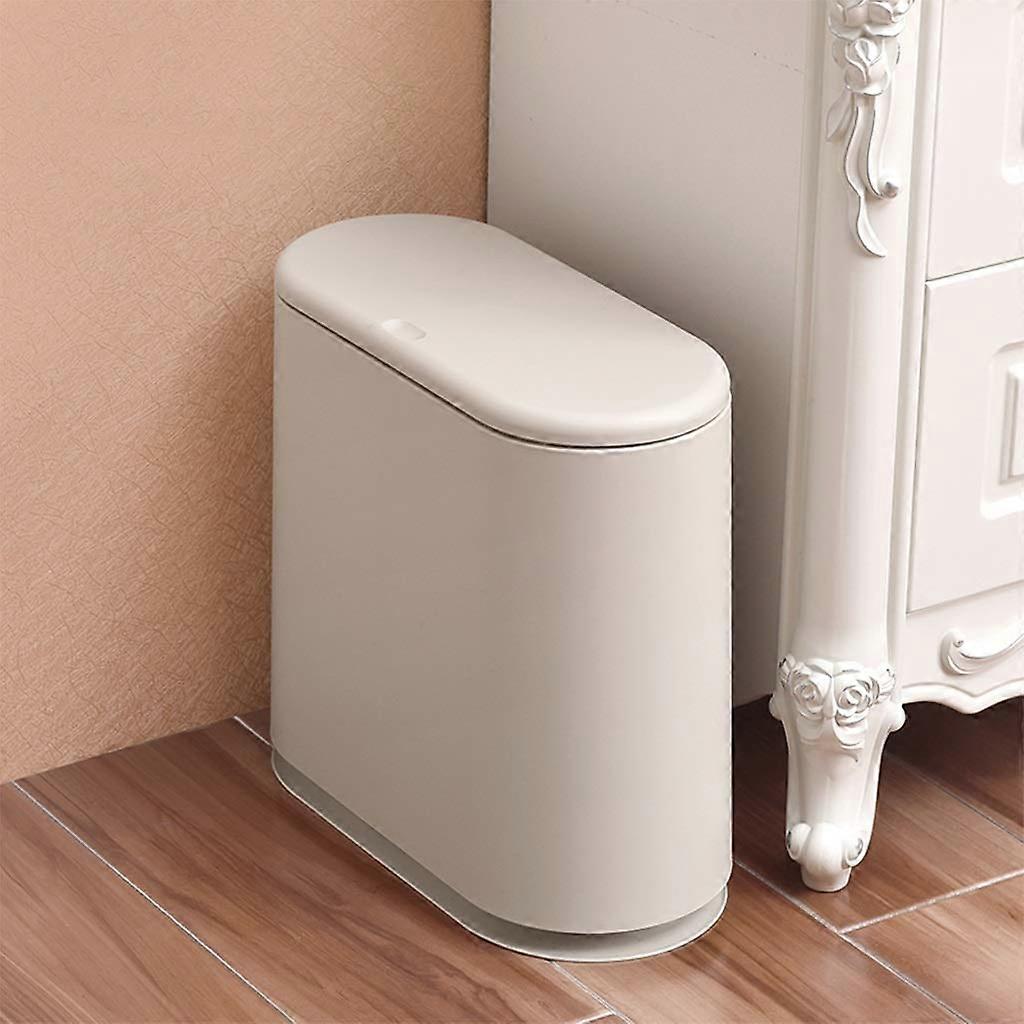Trash Can with Lid Rectangular Small Garbage Bin OdorConcealing Hidden Bag Cover Khaki
