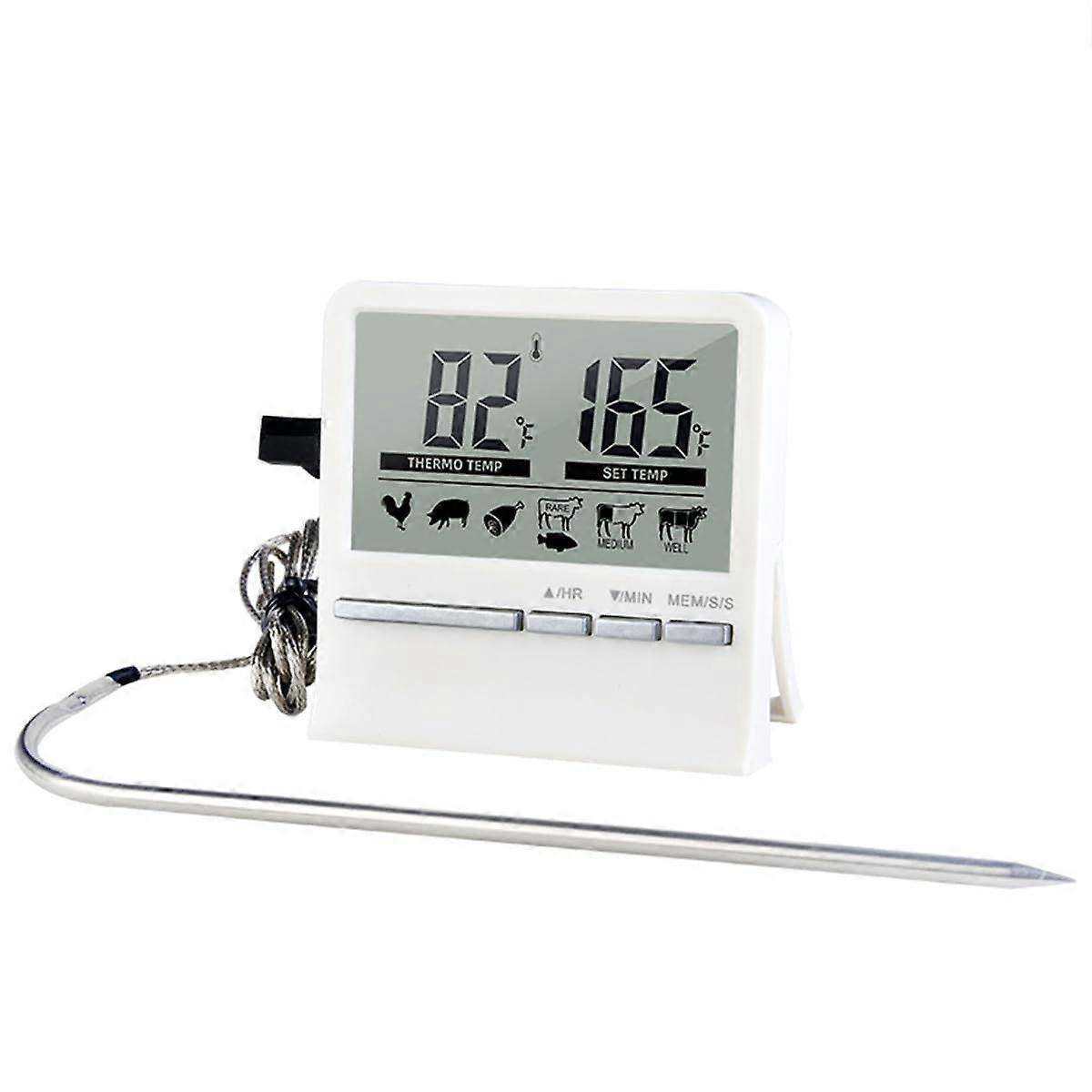 Instant Read Digital Meat Thermometer with Large Display, Programmable Alerts and 39Inch Probe, White