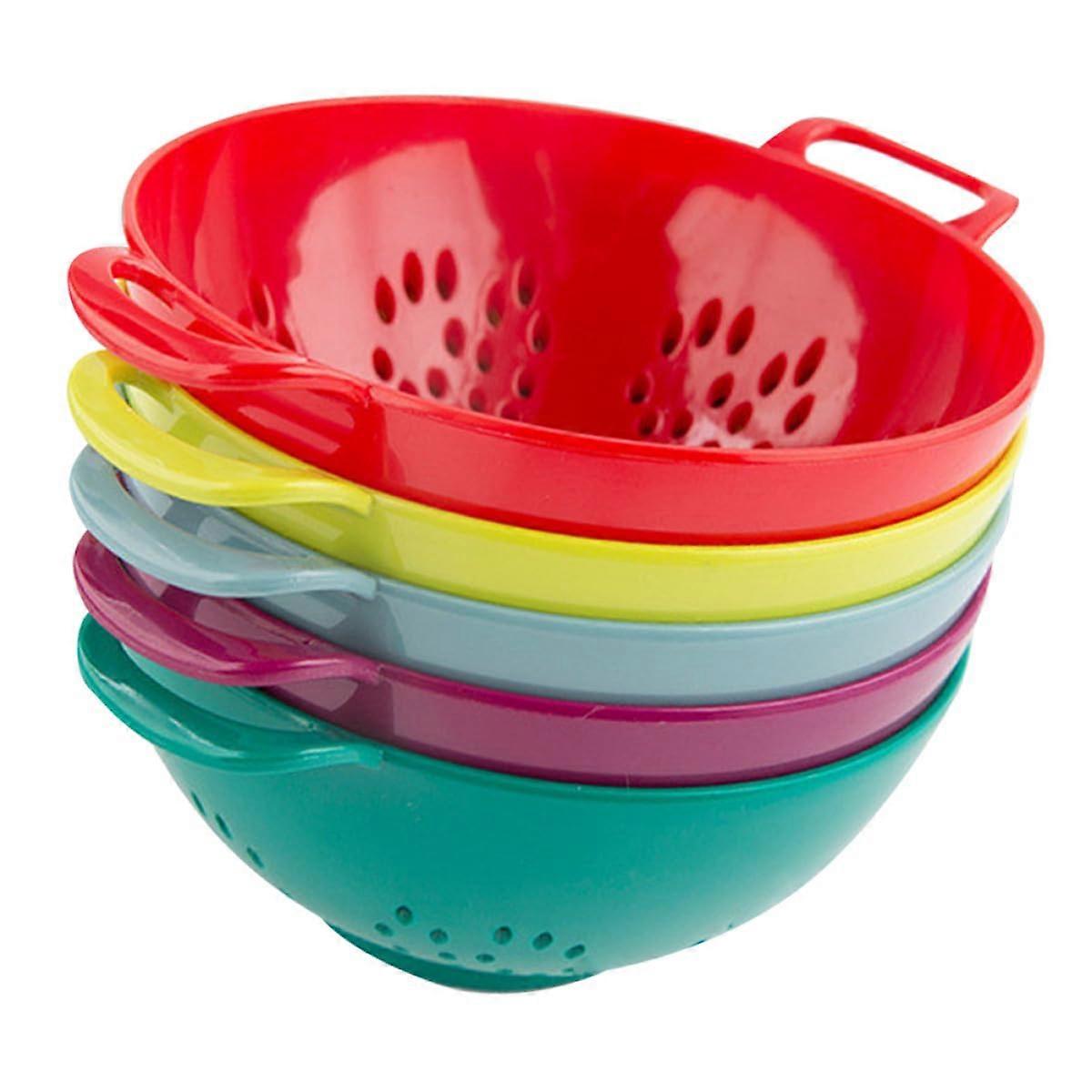 5Pcs Plastic Fruit Drain Basket Set, Vegetable Strainer with Fast Drain Design for Kitchen Use