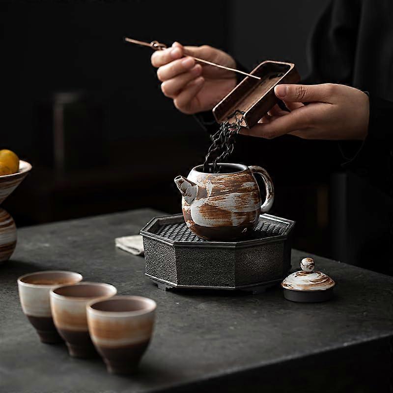 Vintage Japanese Ceramic Teapot 200ml Coarse Ceramic Single Pot for Tea Brewing