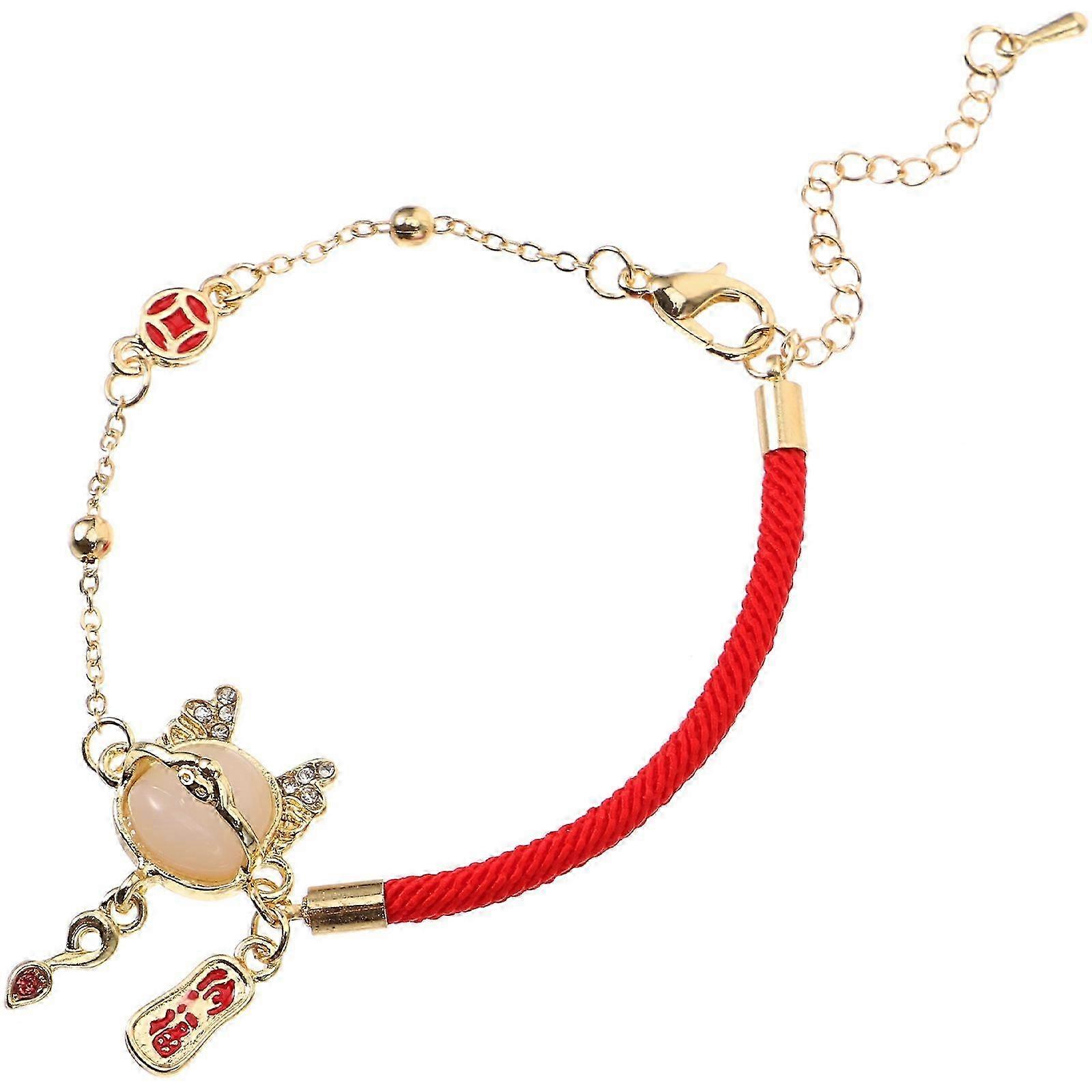 Women's Stylish Dragon Year Braided Rope Adjustable Protection Red String Bracelet