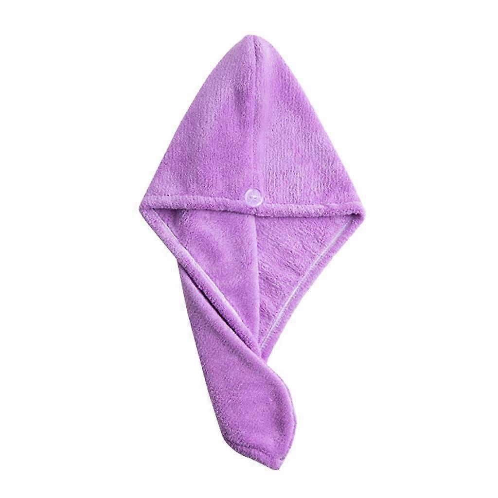 Microfiber Quick Dry Hair Towel Wrap Cap with Secure Button, Bathing Drying Hat