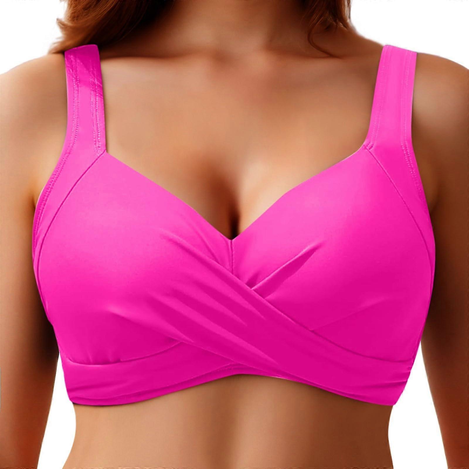 Women's Underwire Push Up Bikini  with Adjustable Straps and Padded Support Hot Pink L