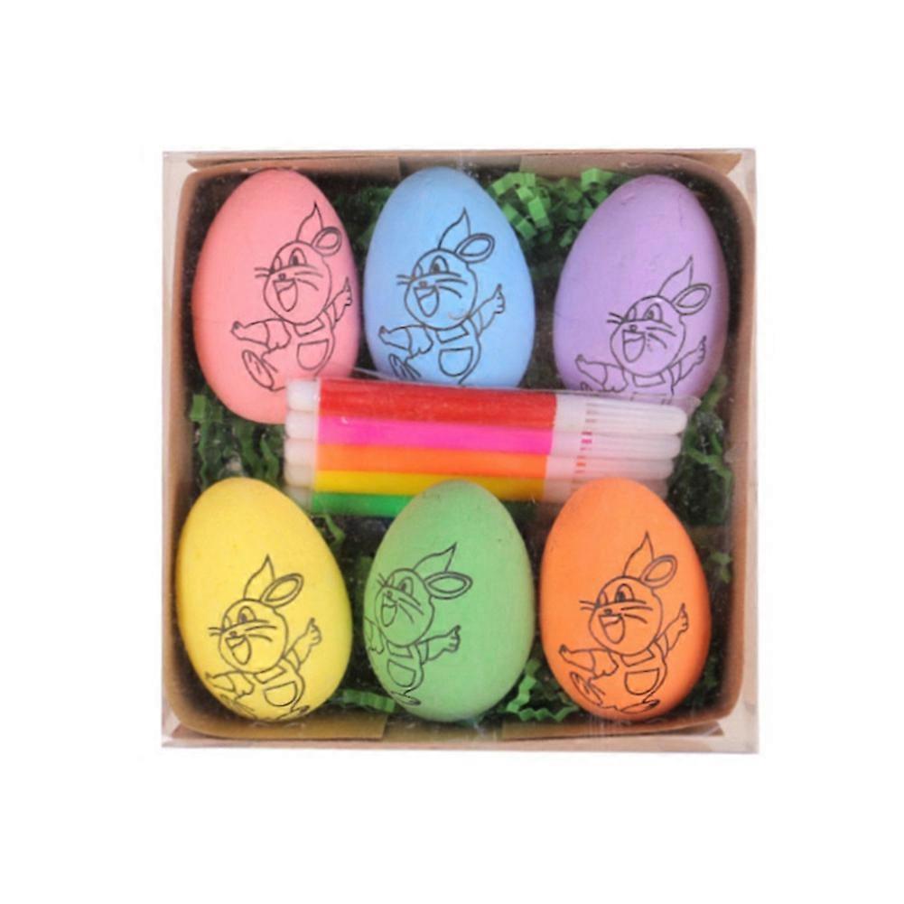 6Pcs Easter DIY Hand-Painted Eggs 2024 Children's Handmade -A