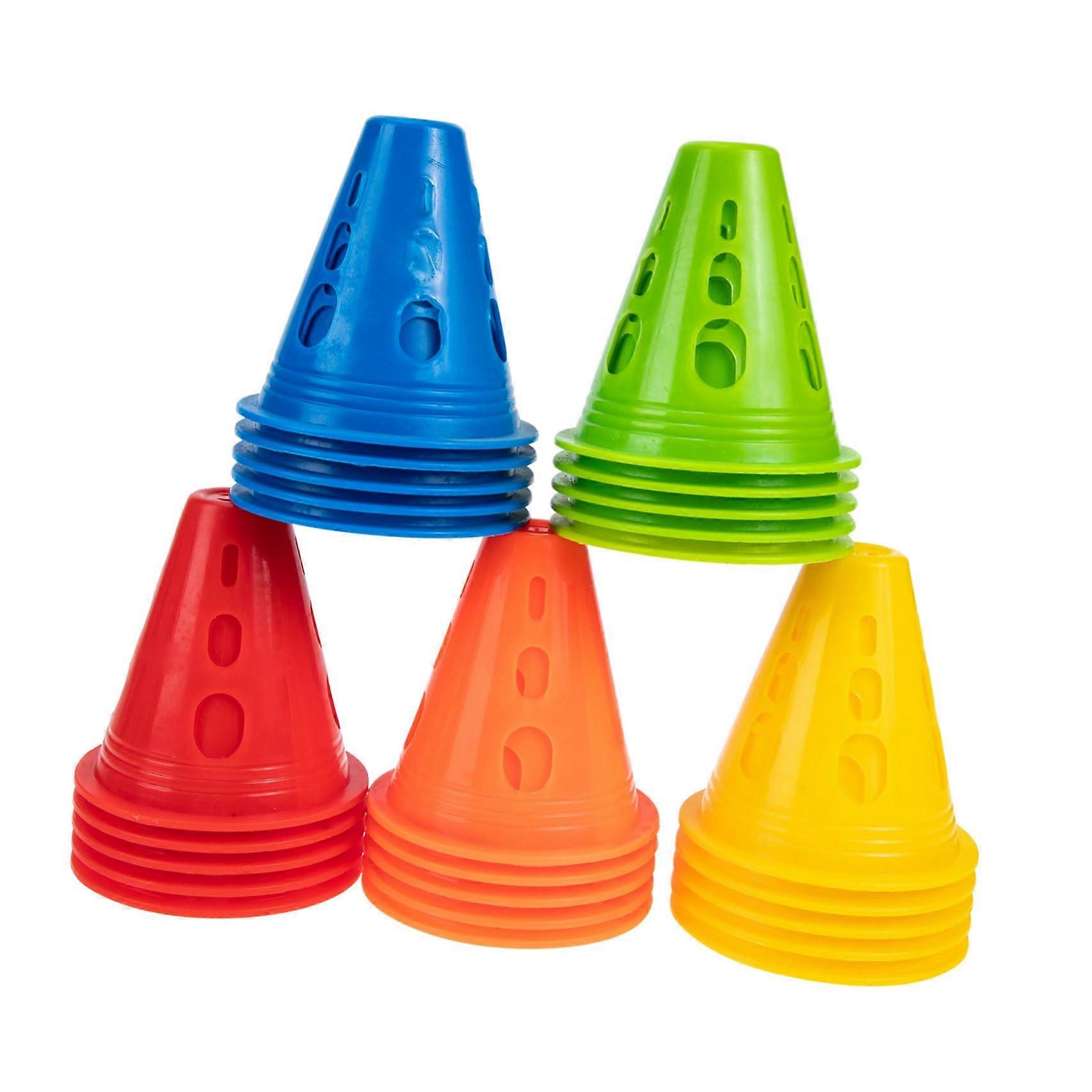 25pcs Training Cones Plastic Sports Marker Cones Windproof Stackable MultiColor for Outdoor Skating Practice