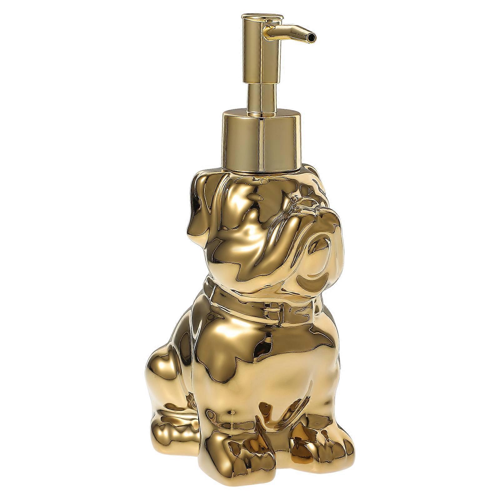 Ceramic Lotion Dispenser Dog Shape for Storage Use Golden