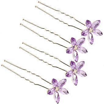 U Shaped Bobby Pins Rhinestone Hair Accessories Elegant Formal Occasions 7.7x2.4x1.5cm 4Set