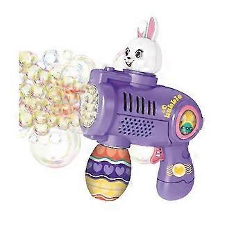Easter Bunny Bubble Blower Gun with LED Lights, Cute Bunny Bubble Machine Automatic Bubble Blower Party Gifts & Easter Egg Hunt for Kids